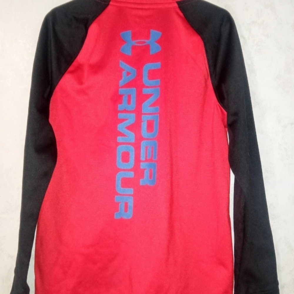 Under Armour Boys Size 7 Red & Black Full-Zip Hooded Track Jacket - Picture 2 of 2